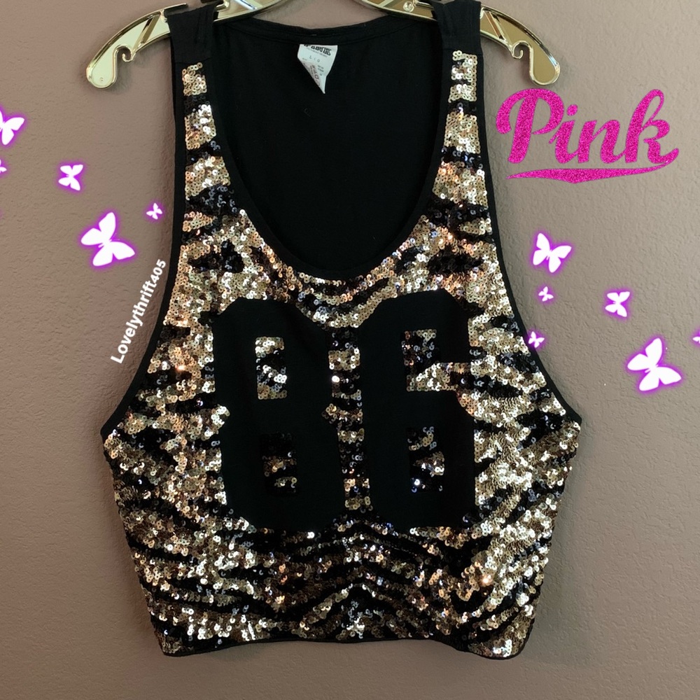 Victoria Secret Pink Sequin Muscle Tank Size L